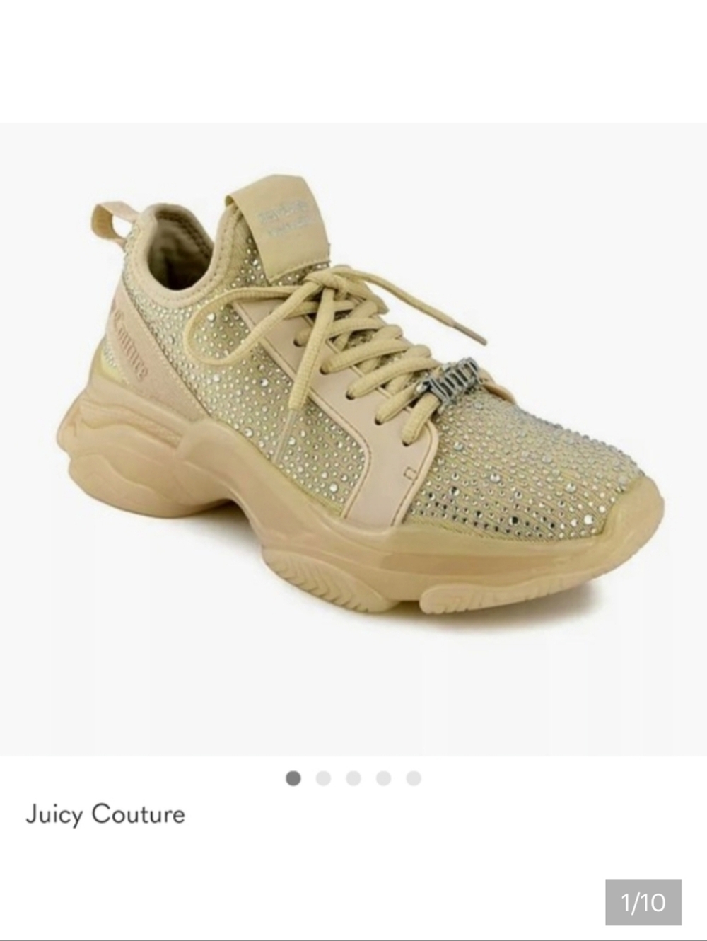 Juicy Couture Adana Sneakers Bling Platform Dad Chunky Rhinestone Tan Size 8